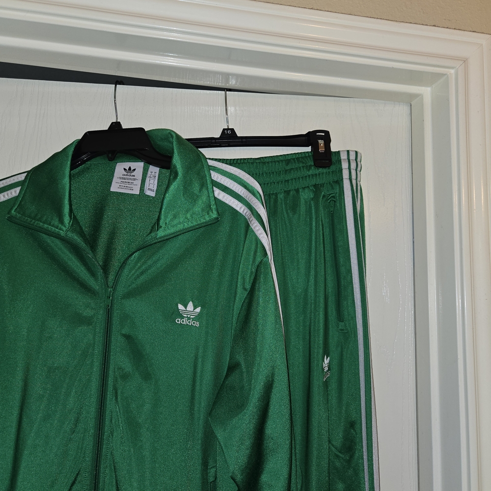 Adidas Green Tracksuit with White Stripes